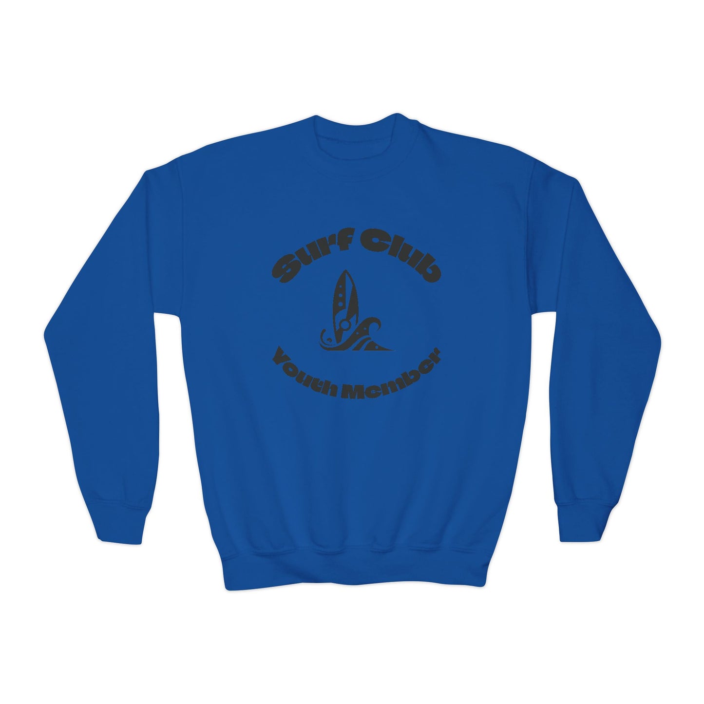 Surf Club Youth Crewneck Sweatshirt - Gnarly Crab Design & Rad Surf Club Design