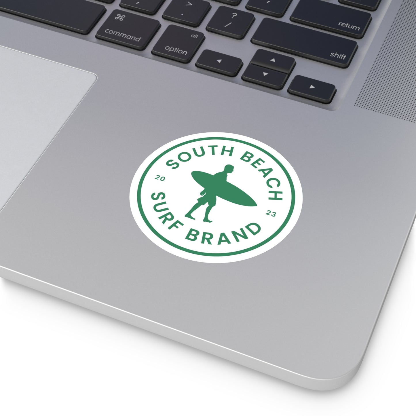 South Beach Surf Brand Round Vinyl Sticker — Surfer Logo Sticker (2023)