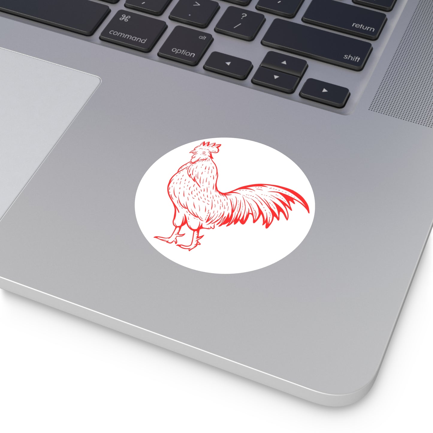 Rooster Round Vinyl Sticker — Red Farm Rooster Illustration