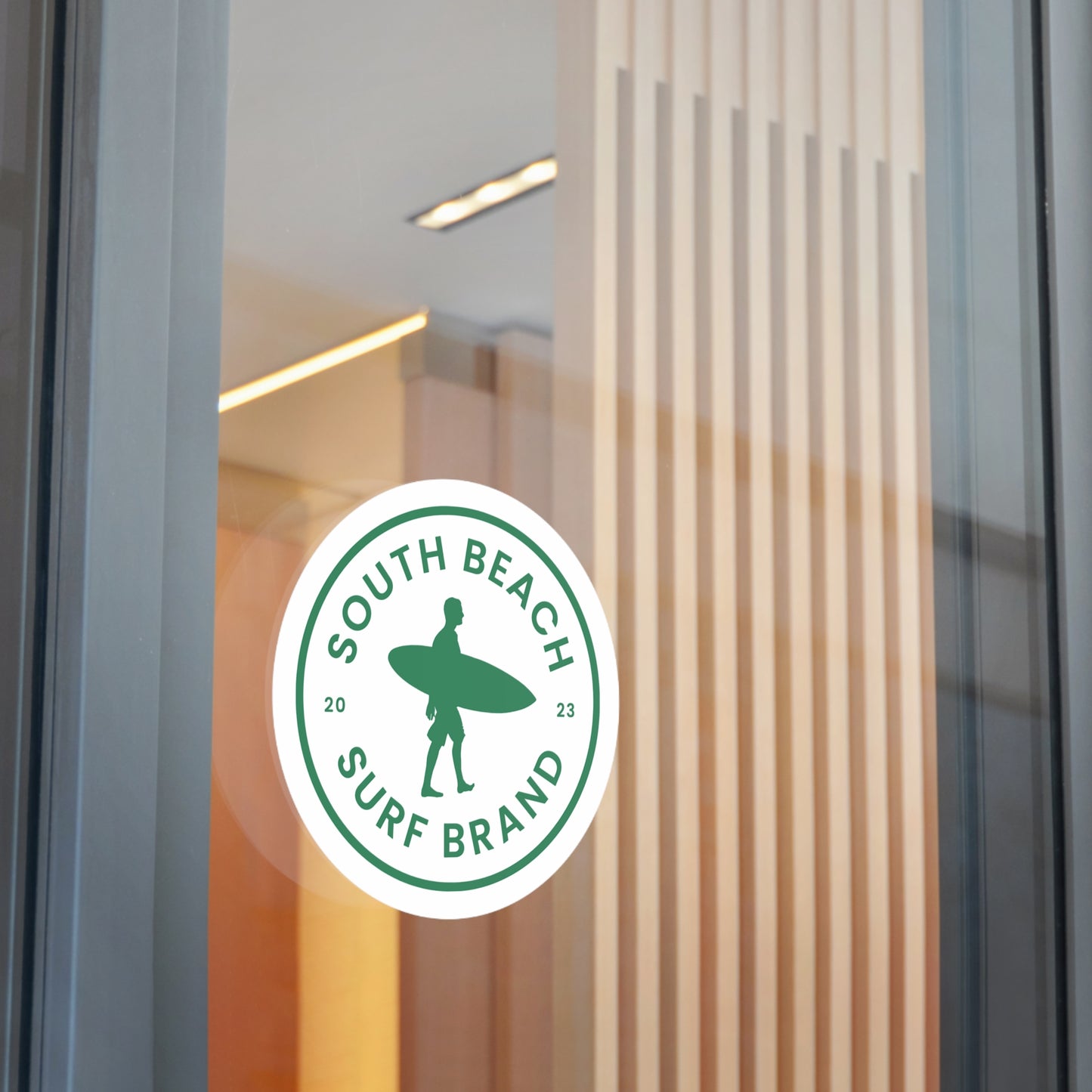 South Beach Surf Brand Round Vinyl Sticker — Surfer Logo Sticker (2023)