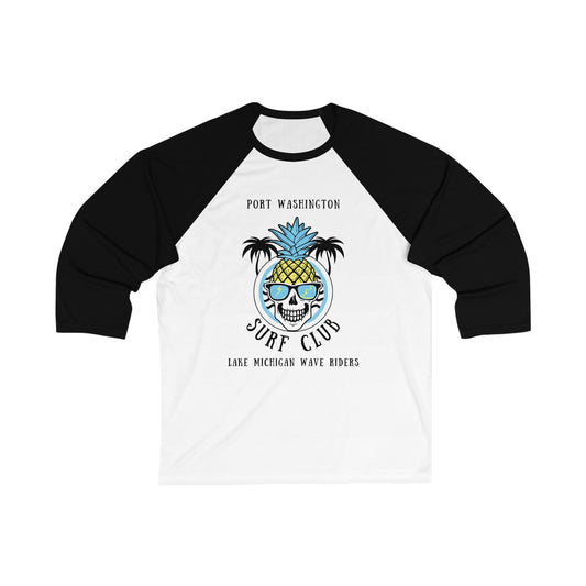 Port Washington Surf Club Skull Design 3/4 sleeve