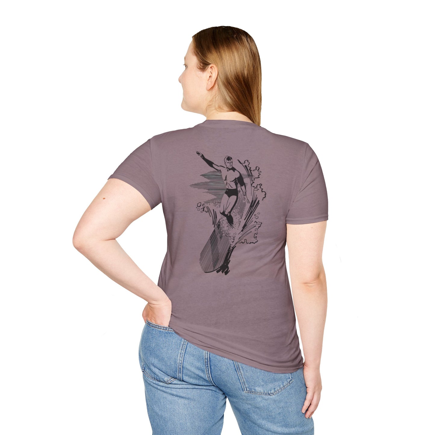 Vector Icon Surfing Unisex Softstyle T-Shirt - Casual Surf Fashion