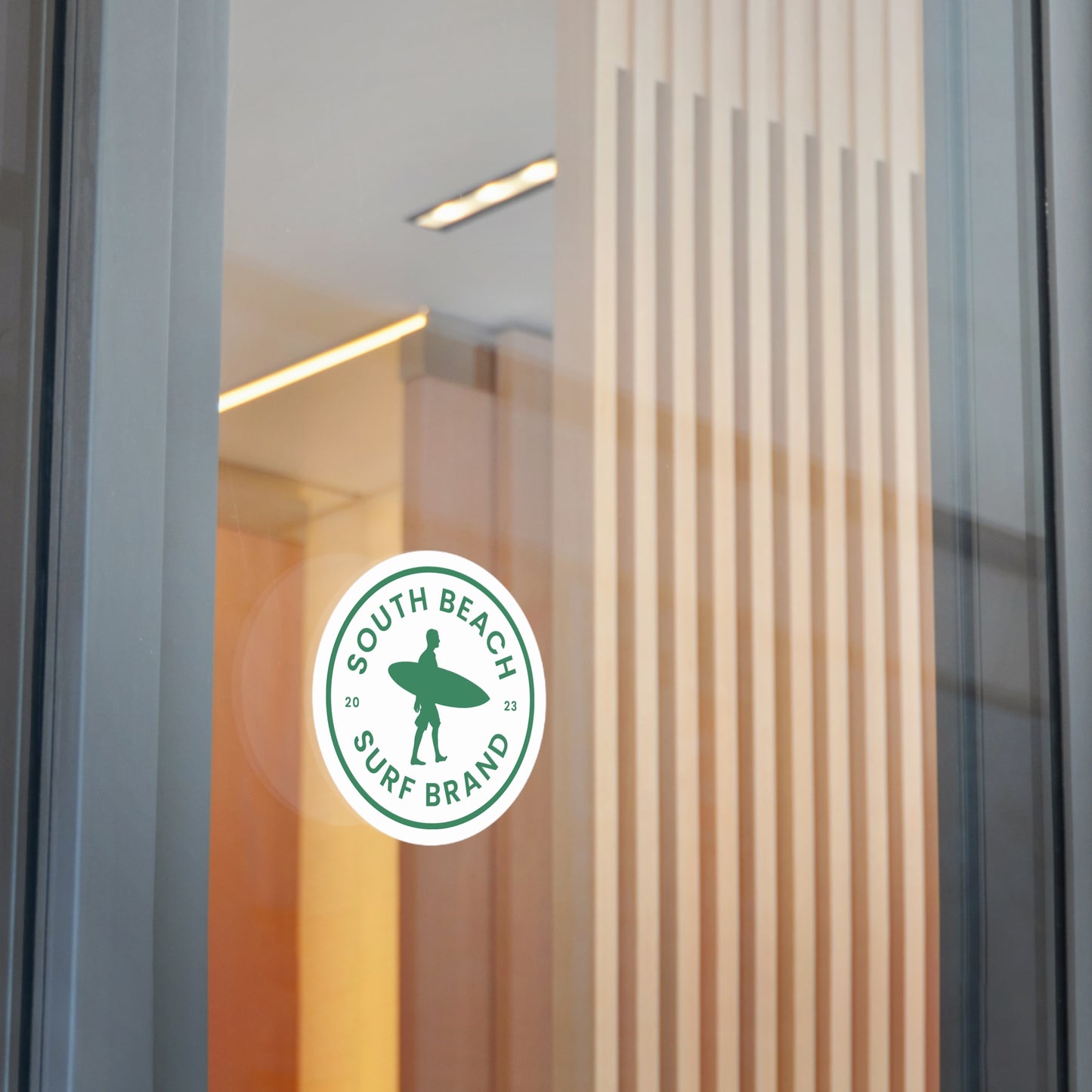 South Beach Surf Brand Round Vinyl Sticker — Surfer Logo Sticker (2023)