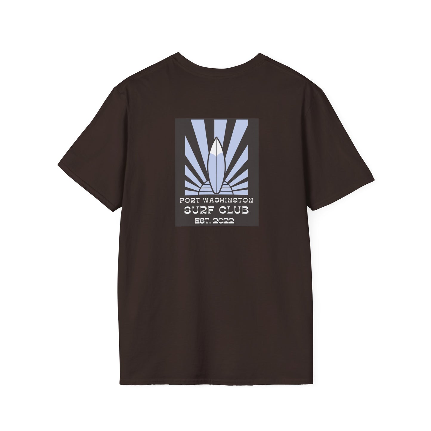 Port Washington Surf Club Unisex Softstyle T-Shirt - Retro Beach Vibe with Gnarly Skull Graphics