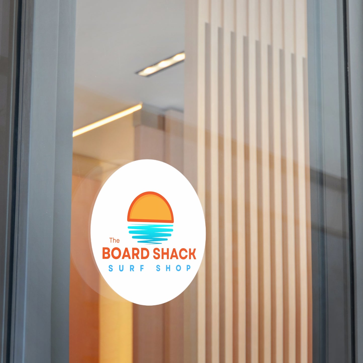 Surf Shop Logo Sticker — "The Board Shack" Round Vinyl Sticker